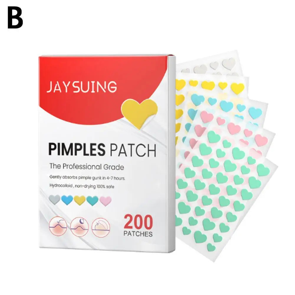 200Pcs/Set Star Shape Pimple Patches Colorful Hydrocolloid Pimple Healing Sticker Cute Strong Absorption Zit Patches Face Care
