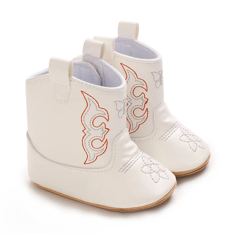 Fashionable and popular baby shoes Western denim midsole boots autumn and winter warm and anti slip casual walking shoes