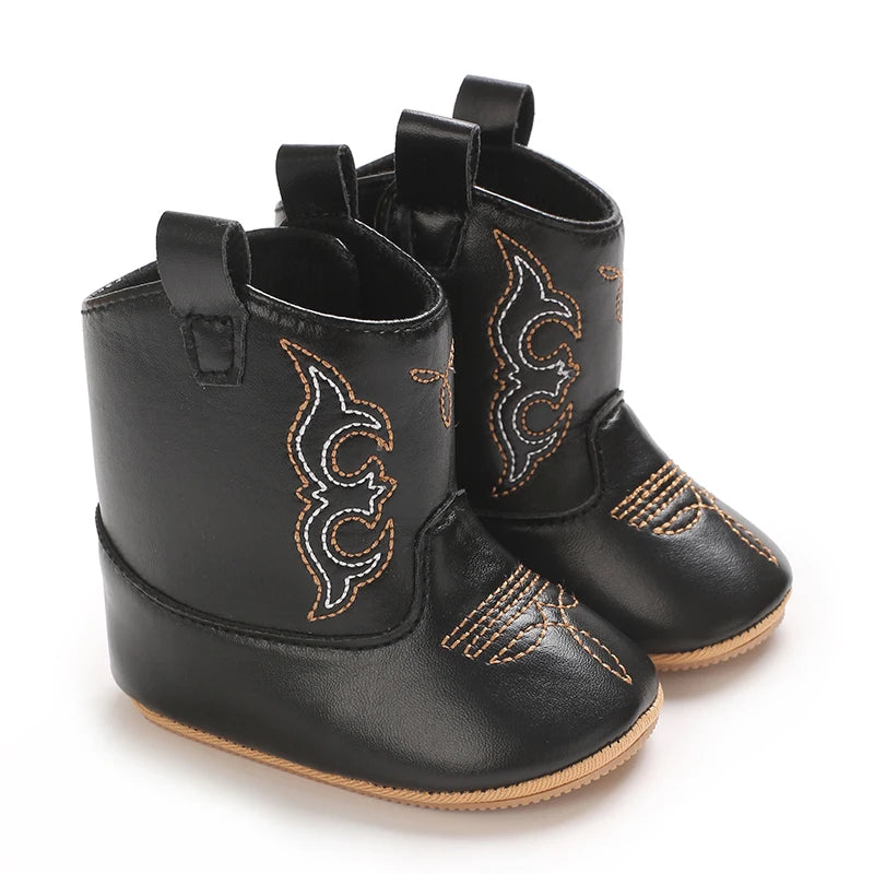 Fashionable and popular baby shoes Western denim midsole boots autumn and winter warm and anti slip casual walking shoes