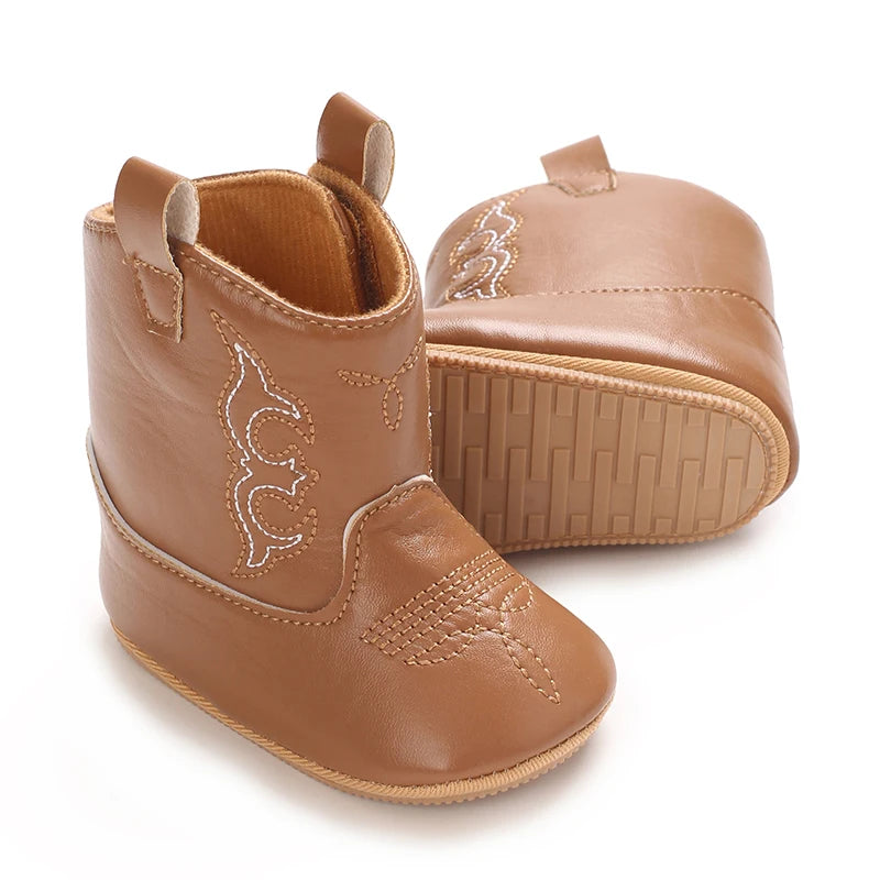 Fashionable and popular baby shoes Western denim midsole boots autumn and winter warm and anti slip casual walking shoes