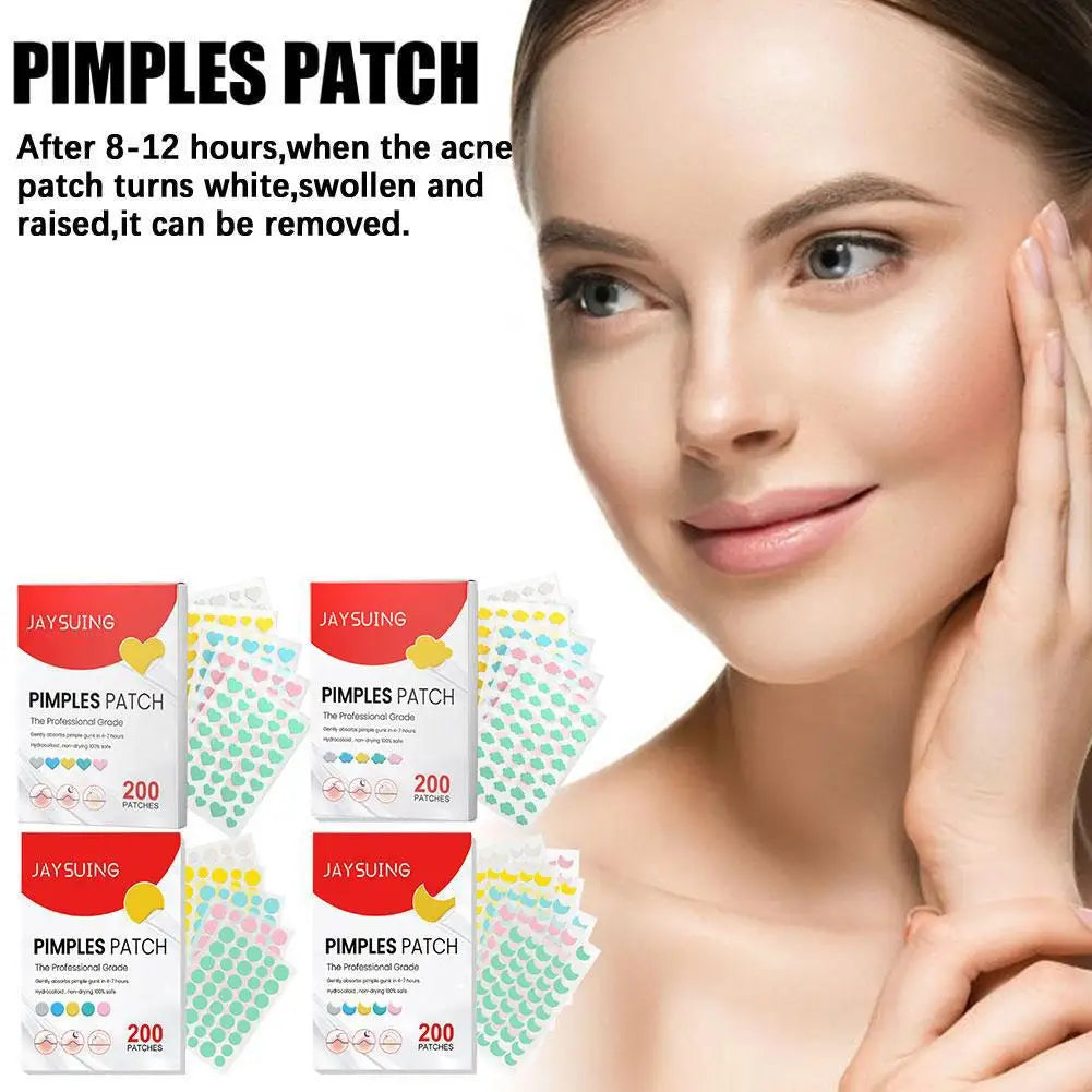 200Pcs/Set Star Shape Pimple Patches Colorful Hydrocolloid Pimple Healing Sticker Cute Strong Absorption Zit Patches Face Care