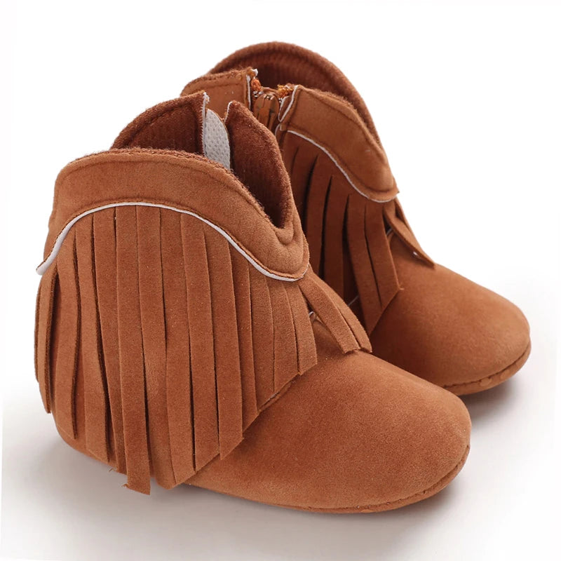 Fashionable and popular baby shoes Western denim midsole boots autumn and winter warm and anti slip casual walking shoes