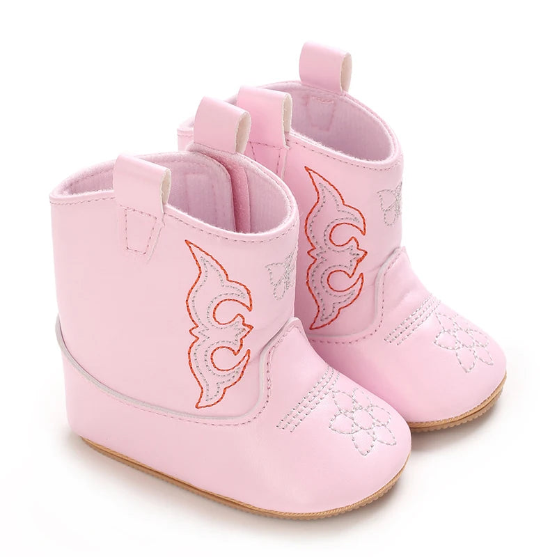 Fashionable and popular baby shoes Western denim midsole boots autumn and winter warm and anti slip casual walking shoes