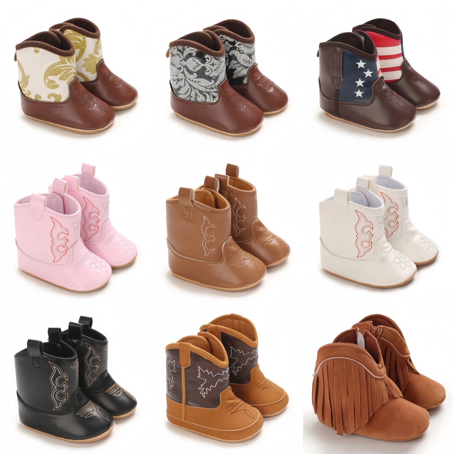 Fashionable and popular baby shoes Western denim midsole boots autumn and winter warm and anti slip casual walking shoes