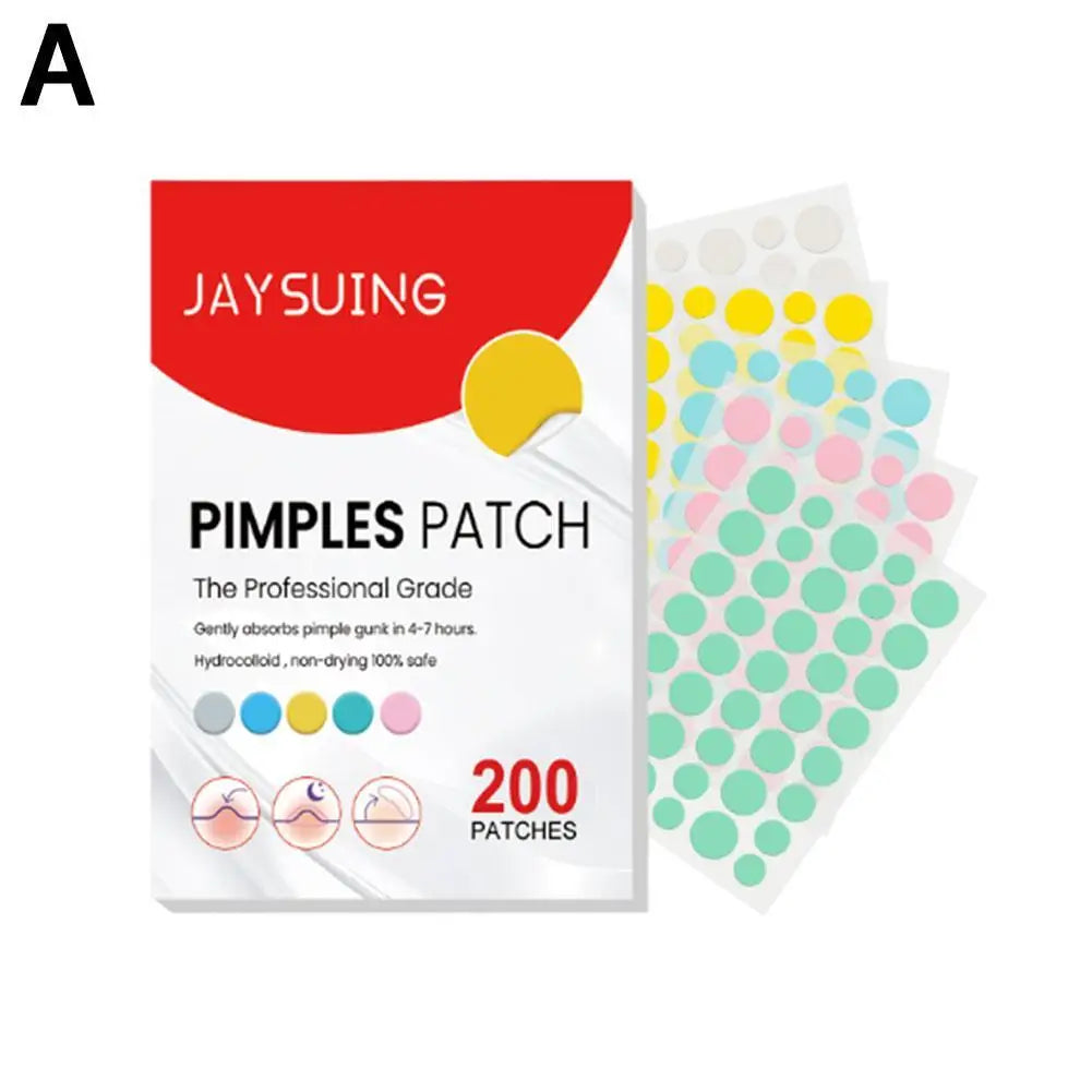 200Pcs/Set Star Shape Pimple Patches Colorful Hydrocolloid Pimple Healing Sticker Cute Strong Absorption Zit Patches Face Care