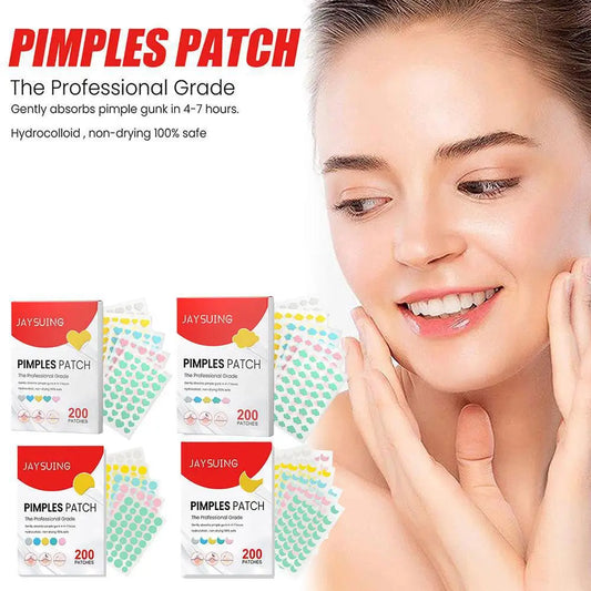 200Pcs/Set Star Shape Pimple Patches Colorful Hydrocolloid Pimple Healing Sticker Cute Strong Absorption Zit Patches Face Care