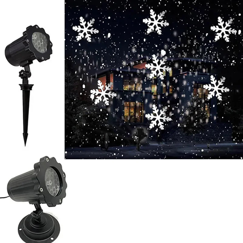 Snowfall LED Light Projector Christmas Laser Projector Light Outdoor White Snowflake Landscape Spotlight for Patio Garden Decor