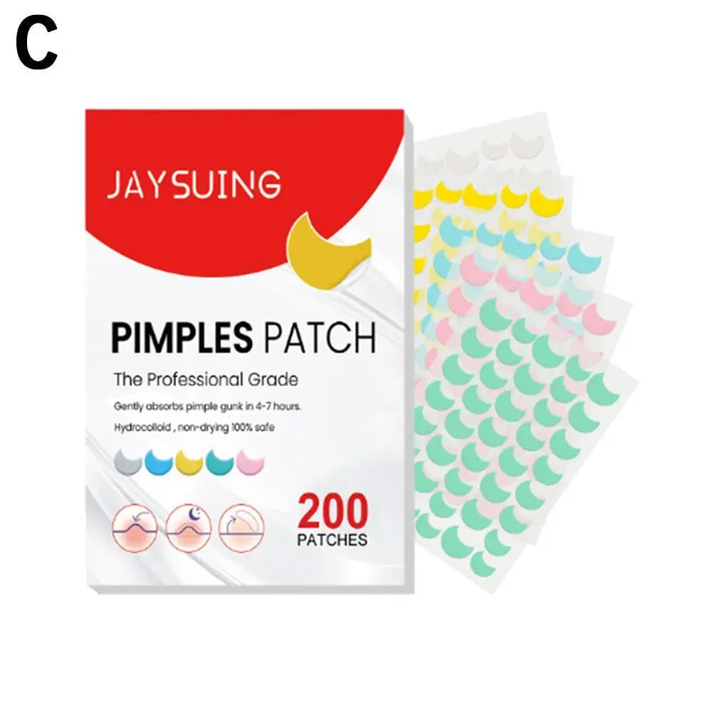 200Pcs/Set Star Shape Pimple Patches Colorful Hydrocolloid Pimple Healing Sticker Cute Strong Absorption Zit Patches Face Care