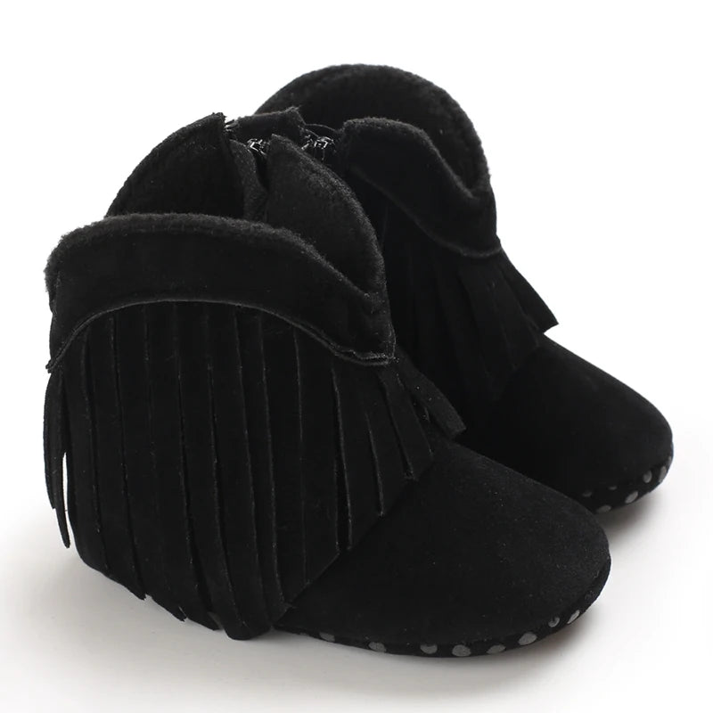Fashionable and popular baby shoes Western denim midsole boots autumn and winter warm and anti slip casual walking shoes