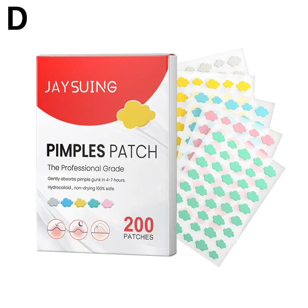 200Pcs/Set Star Shape Pimple Patches Colorful Hydrocolloid Pimple Healing Sticker Cute Strong Absorption Zit Patches Face Care