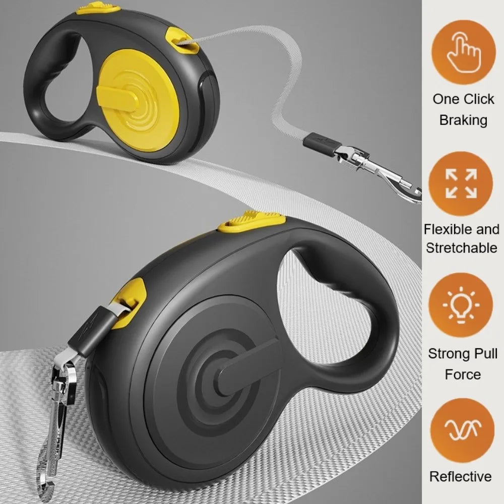 Retractable Dog Leash Leading Collar for Dogs Pet Walking Leash Adjustable Reflective Tape Walking Outdoor Dog Rope Accessories