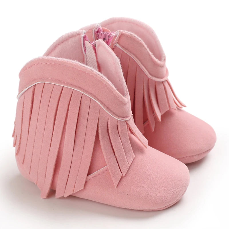 Fashionable and popular baby shoes Western denim midsole boots autumn and winter warm and anti slip casual walking shoes