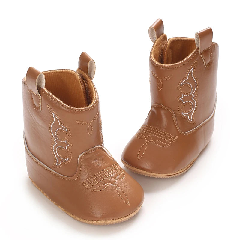 Fashionable and popular baby shoes Western denim midsole boots autumn and winter warm and anti slip casual walking shoes